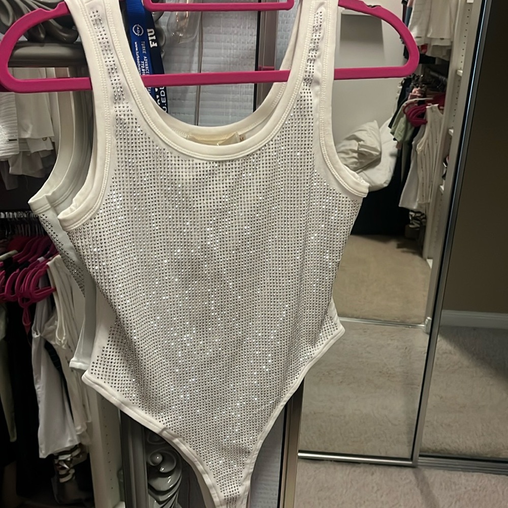 NWT Sparkly Bodysuit Cream